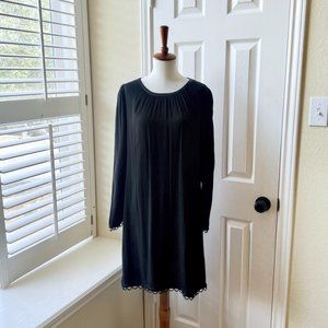 Tegan Black Long-sleeved Shift Dress